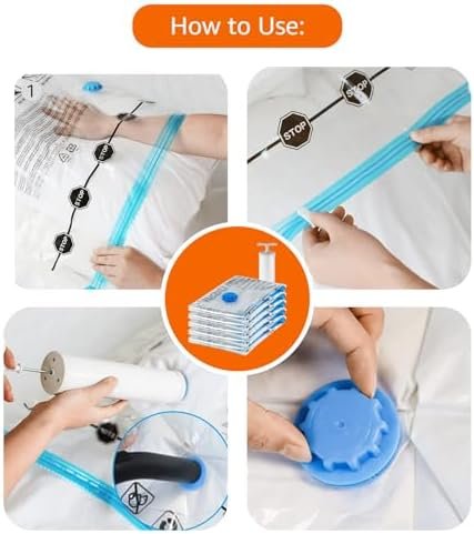 Amazon Basics Vacuum Compression Space Saver Zipper Storage Bags with Hand Pump, for Travel, X-Jumbo - Pack of 4 - Image 3