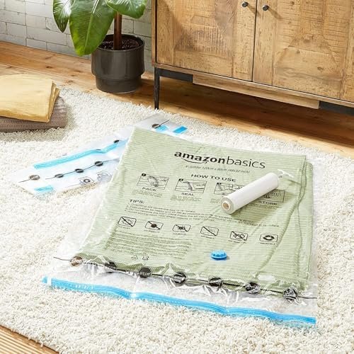 Amazon Basics Vacuum Compression Space Saver Zipper Storage Bags with Hand Pump, for Travel, X-Jumbo - Pack of 4 - Image 4