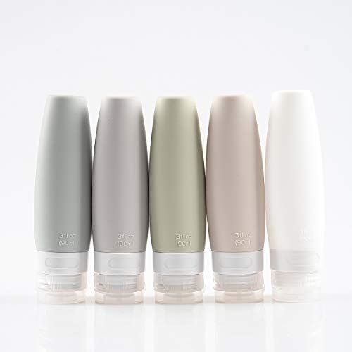 TSA Certified Portable Silicone Travel Bottle Set, Leak Proof Squeezable Silicon Tubes Travel Size Toiletries Containers, Refillable Travel Accessories for Shampoo Liquids 5 Pack (3 fl. oz) - Image 3