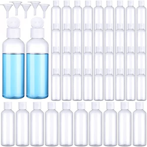 100 Pcs 3.4oz Small Travel Bottles Plastic Empty Squeeze Bottle Clear Refillable Shampoo Container with 5 Funnel for Liquids Cream Cosmetic Toiletries