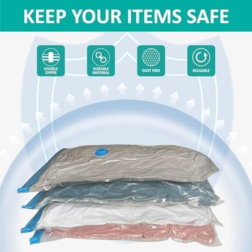 Vacuum Storage Bags with Electric Pump, 14 Pack (3 Jumbo/3 Large/4 Medium/4 Small), Space Saver Bags with Pump, Storage Vacuum Sealed Bags for Clothes, Comforters, Blankets, Bedding - Image 6