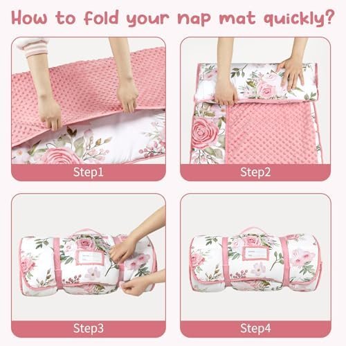 TANOFAR Toddler Nap Mat with Pillow and Plush Blanket, Ultra Soft Toddler Sleeping Mat for Boys Girls, Thickened Extra Large Kids Nap Mat Fits Ages 2-6 Years - Image 4