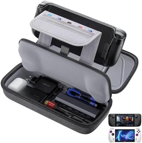 JSAUX Carrying Case Compatible with Steam Deck & ROG Ally, Protective Hard Shell Carry Case Built-in Charger & Docking Station Storage, Portable Travel Bag for Steam Deck OLED/ROG Ally X/PS5 Portal