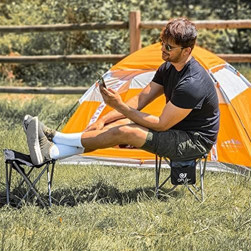Opliy Camping Stool 2 Pack,13.5 Inch Portable Folding Stool for Outdoor Gardening and Beach Hiking Fishing,Foot Stool with Carry Bag (Black) - Image 2
