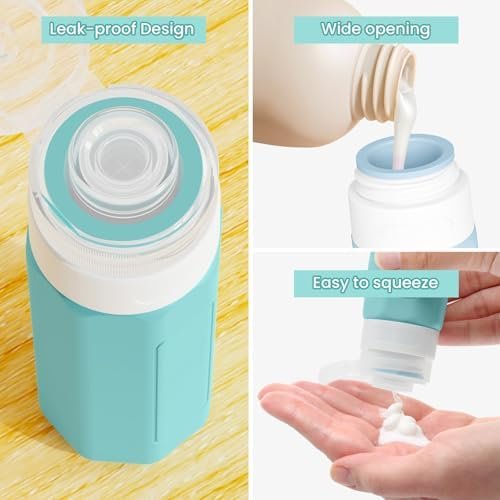 Travel Bottles for Toiletries, 2oz Size TSA Small Containers for Toiletries Leak Proof Refillable Squeezable Silicone Bottle Essential Containers for Shampoo Conditioner Lotion - Image 2