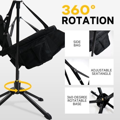 360-Degree Rotation Hammock Camping Chair, Folding Swivel Chair for Adults, Portable Outdoor Rocking Chair with Storage Bag for Travel, Backyard, Lawn, Concerts, Picnics & Sports Events - Image 5
