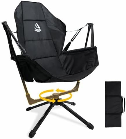 360-Degree Rotation Hammock Camping Chair, Folding Swivel Chair for Adults, Portable Outdoor Rocking Chair with Storage Bag for Travel, Backyard, Lawn, Concerts, Picnics & Sports Events