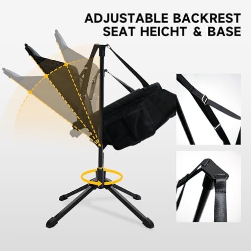 360-Degree Rotation Hammock Camping Chair, Folding Swivel Chair for Adults, Portable Outdoor Rocking Chair with Storage Bag for Travel, Backyard, Lawn, Concerts, Picnics & Sports Events - Image 7