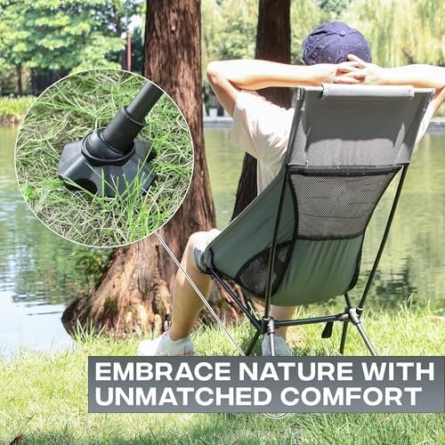 Peak Outdoors Backpacking Chair Lightweight Camping Chair – High Back Ultralight Folding Camp Chair with Storage Bag, Compact Portable Tall Hiking Chair and Beach Chair (Grey) - Image 8