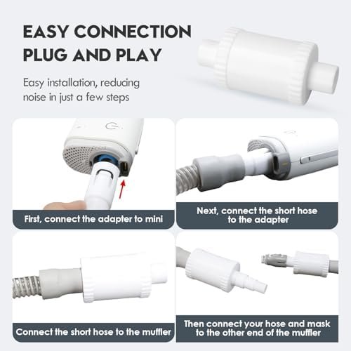Cpap Muffler for AirMini with Cpap Hose Adapter, Noise-Absorbing Sponge, Quiet Sleep in Travel, No Air Leakage - Adapter Fits for Universal Standard 22mm Diameter Tubing (Including Short Hose) - Image 3