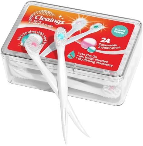 cleaings® Mini Brushes-Disposable Toothbrushes with Toothpaste and Pick for Work or Travel, 24 Count (Mixed Flavor(Pack of 1))