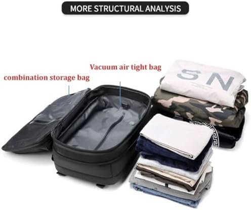 Vacpack Backpack, 60L Expandable Backpack with Vacuum Compression, Water Resistant, Anti Theft Vacpack Travel Vacuum Backpack (Black) - Image 3