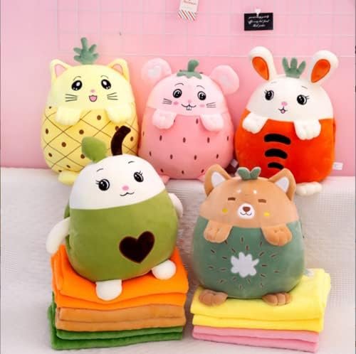 YUDONG Kids Stuffed Animal Travel Blanket and Pillow Set, Adorable 3 in 1 Multifunctional Fruit Plush Pillow with Hand Warmer Design, Perfect for Travel, Camping, Car, Home and Office (15") (Pink) - Image 6