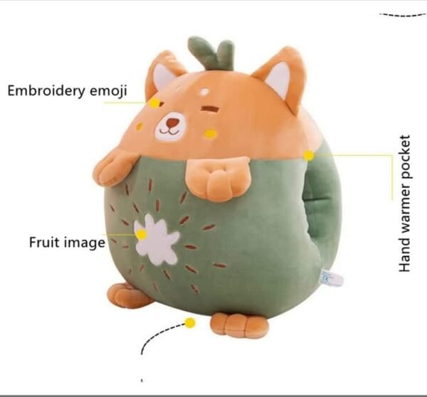 YUDONG Kids Stuffed Animal Travel Blanket and Pillow Set, Adorable 3 in 1 Multifunctional Fruit Plush Pillow with Hand Warmer Design, Perfect for Travel, Camping, Car, Home and Office (15") (Pink) - Image 3