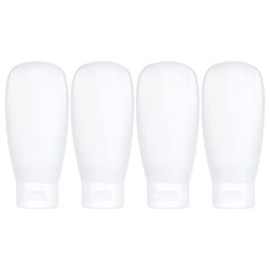 TSA Approved Travel Bottles Set for Toiletries Travel Size Containers Kit 4 Pack Portable Leak Proof Refillable Squeeze Cosmetic Airplane Essential Shampoo Hair Conditioner Body Lotion Bath Shower Gel