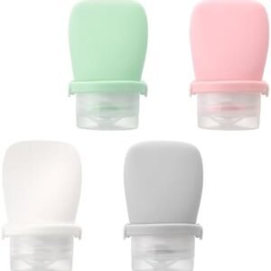 4 Pcs Portable Travel Bottles for Toiletries Small Silicone Travel Size Containers Tsa Approved Leak Proof Refillable Empty Squeezable Bottles for Shampoo Conditioner Lotion Creams
