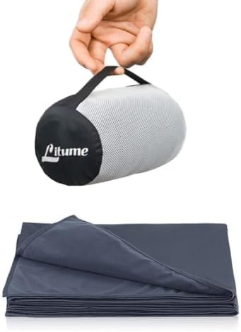 Travel Blanket Lightweight and Breathable, 67 x 48 Soft Airplane Blanket for Travelers, Foldable Camping Sheet with Stuff Sack for Train, Camp, Traveling (Velvet/Fleece)