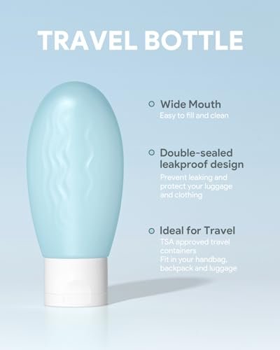 Lotour Travel Bottles for Toiletries, TSA Approved 2oz Travel Size Containers with Labels, Leak Proof Squeezable Travel Essentials Refillable for Shampoo and Conditioner Lotion Liquids(4Pack) - Image 4