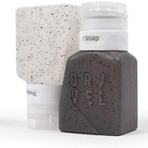 Gravel Travel Bottles 3oz (2-Pack) – Leakproof, BPA-Free, TSA Approved with Label System (Clear & Gray)