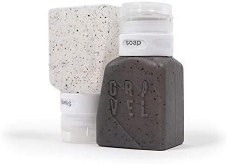 Gravel Travel Bottles 3oz (2-Pack) – Leakproof, BPA-Free, TSA Approved with Label System (Clear & Gray)