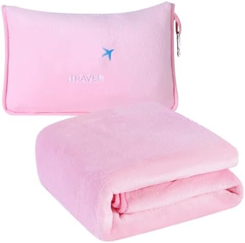2 in 1 Travel Blanket with Neck Pillow Compact Sleeping Support Women 2024 Summer Winter Vacation Essentials European Mexico Costa Rica Bahamas Alaska Japan Italy Amazon Africa Hawaii Trip Must Haves