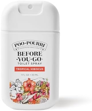 Poo-Pourri Before-You-Go Toilet Spray, Tropical Hibiscus, 1 Fl Oz Pocket Travel Size - Hibiscus, Apricot and Citrus