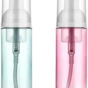 2 Pack Foam Pump Bottle Travel 60 ml/2 oz Small Size Mousse Foam Soap Dispenser Clear Plastic Foaming Soap Dispenser Mini Empty Refillable Pump Containers for Face Wash Lash Shampoo Skin Care