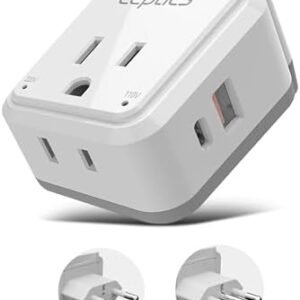 Ceptics Chile, Rome, Italy Travel Plug Adapter Set, Chile plug adapter USB-USB-C 20W PD-QC 18W, 2 Outlet, US to Italy plug adapter for Lybia, Uruguay Includes Type C, L SWadAPt Attachments - PAK-IT