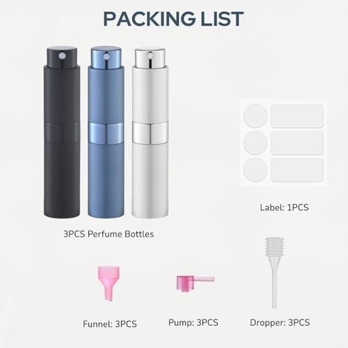 Perfume Atomizer Travel Bottle Refillable: Cologne Sprayer Portable for Men - Mini Spray Empty for Refill - 8ml Small Size Blue - Image 8