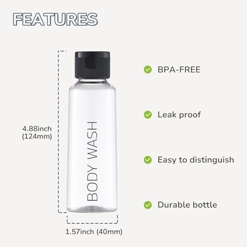 Travel Bottles for Toiletries: Travel Size Shampoo Bottles tsa approved - 3.4 oz Travel Essentials Containers Leak Proof - 100ml Clear - Image 3
