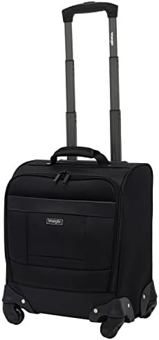 Wrangler 4-Wheel Spinner Luggage with Side USB Port, Black, 17-Inch Underseat Carry-On - Image 2