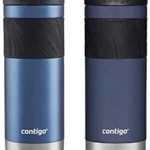 Contigo SNAPSEAL Insulated Stainless Steel Travel Mug with Grip, 20oz., Blue Corn Transparent Satin & Midnight Berry