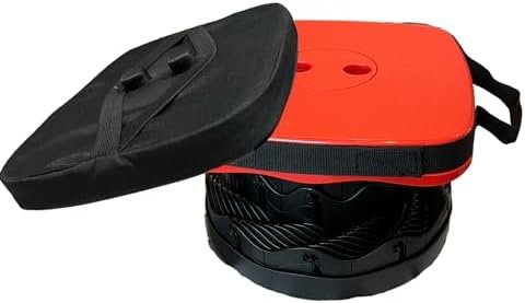 Portable Collapsible Stool Set - Heavy Duty Square Collapsible Stool + Thick Seat Cushion - 550lbs Load Capacity for Camping Travel Picnic Gardening (Red/Black) - Image 3