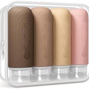 Travel Silicone Bottles for Toiletries, TSA Approved 3oz Travel Size Containers and BPA Free Leak Proof Silicone Squeezable, Refillable Travel Accessories for Shampoo Conditioner Lotion(4 Pack)