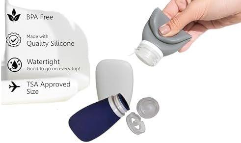 Travel Bottles for Toiletries, TSA Approved 3oz Leak Proof Silicone Refillable Squeeze Travel Size Containers BPA Free for Cleansers, Lotions, Shampoo 3-pk (Black-Gray-White) - Image 7