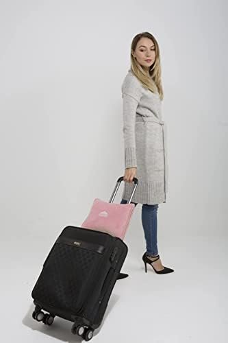 BlueHills Premium Soft Travel Blanket Pillow Airplane Blanket in Soft Bag case with Hand Luggage Belt and Carabiner Compact Pack Large Cozy Portable for Plane Car Train Transit Light Pink T020 - Image 5