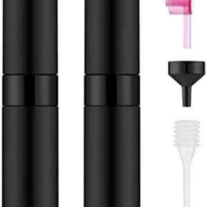 2 PCS/8ml Portable Mini Perfume Atomizer bottles, Empty Refillable Spray Bottle with 3 Types of Refill Tools, Pocket Travel Perfume Sample Bottles(Matte Black)