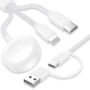 Upgraded 3 in 2 USB C Cable for Apple Watch Charger (4FT/1.2M) Travel USBC Multi Fast Charging Cord Compatible with iWatch Ultra 2/SE 2/10/9/8/7-1, iPhone 16 Pro Max Plus/15/14/13/12/11, iPad, AirPods