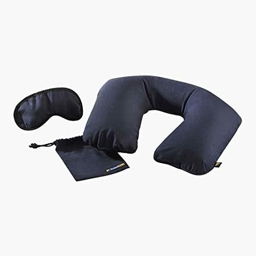 Inflatable Travel Neck Pillow and Eye Mask Sleep Set for Adults and Kids Travel Accessory for Relaxing Comfort Pain Relief for Flights and Car Rides Essential - Blue 223 - Image 2