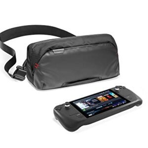 tomtoc Carrying Case for Steam Deck/Steam Deck OLED/ASUS ROG Ally X, Storage Portable Bag, Protective Shoulder Bag with Pockets Fit Console, AC Adapter, Dock, Lightweight Bag for Daily Use, Travel