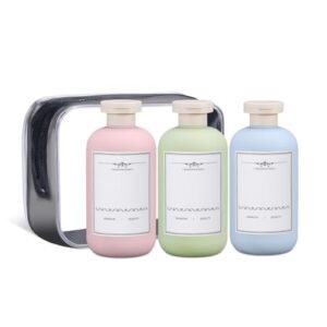 10 oz Plastic Leak Proof Travel Bottles for Toiletries, Plastic Travel Size Containers, Shampoo and Conditioner Bottles Plastic Refillable Squeeze Bottles for Lotion, Body Wash (3Pcs)