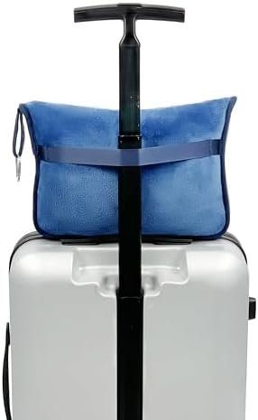 Travel Blanket Pillow in Mini Soft Case Premium Plush Airplane Blanket in Soft Bag Compact Pack with Luggage Belt and Backpack Clip Flight Packable Plane Accessories (Navy Blue) - Image 6