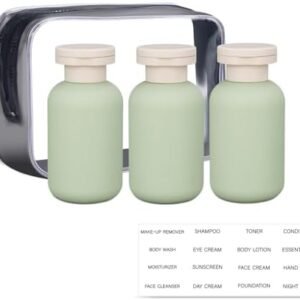 3.4 oz Travel Bottles for Toiletries, Leak Proof Squeeze Bottles Refillable, Plastic Bottles with Caps for Shampoo, Lotion, Cream, Conditioner and Liquids (3 Pcs)