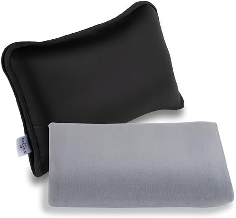 Travel Blanket and Pillow – Lightweight, Warm Polar Fleece Blanket & Soft, Easy-Clean Faux Leather Pillow with Luggage Strap for Travel, Office, and Home