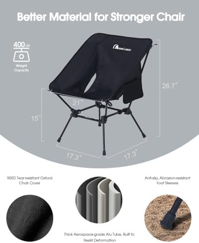 MOON LENCE Portable Camping Chair, Backpacking Chair, Ultralight & Compact, 400 lbs Capacity, for Outdoor Camp, Travel, Beach, Picnic, Hiking - Image 5
