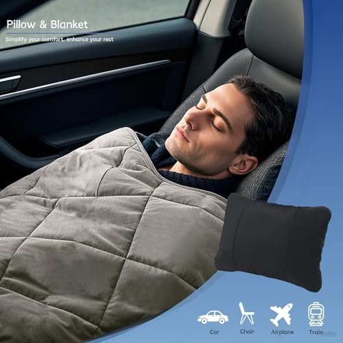 Portable Travel Pillow and Blanket, Cozy Compact Pillow and Blanket 2 in 1 for Travel Airplane or Car, Small Portable Blanket fit for Men Women - Image 4