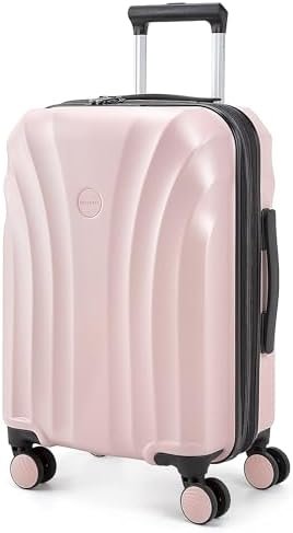 BAGSMART Carry On Luggage 22x14x9 Airline Approved with TSA Lock, Expandable Hard Shell Suitcase with Spinner Wheels, Lightweight 20 Inch Travel Rolling Carry-On Luggage, Pink