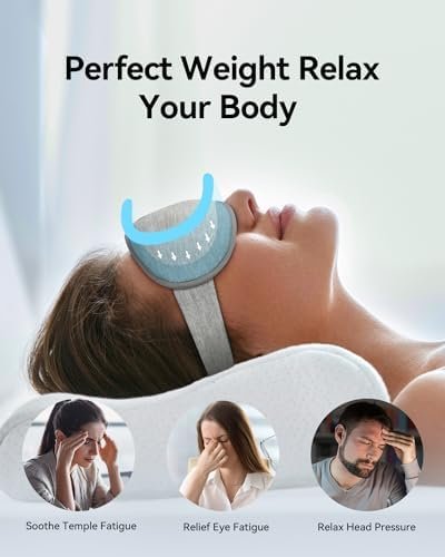 Weighted Eye Mask for Sleeping - Blackout Sleep Mask for Women Men, FACEMOON Lash Extension Eye Covers, Memory Foam, 3D Contoured, Airplane Travel Essentials, Blindfold for Meditation(Gray) - Image 3