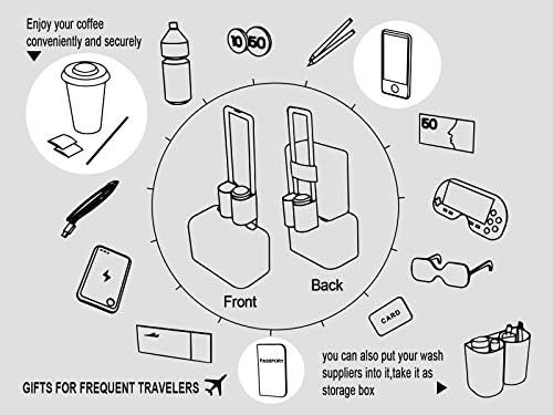 riemot Luggage Travel Cup Holder Free Hand Drink Carrier - Hold Two Coffee Mugs - Fits Roll on Suitcase Handles - Gifts for Flight Attendants Travelers Accessories Grey - Image 2