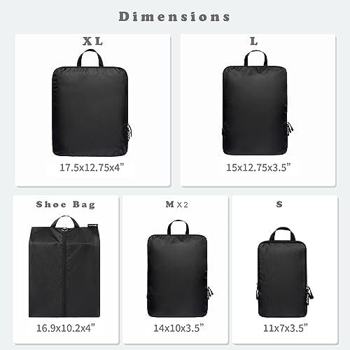 BAGAIL 4 Set/6 Set Ultralight Compression Packing Cubes Packing Organizer for Travel Accessories Luggage Suitcase Backpack(70D 6Set Black) - Image 2